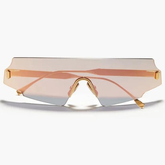 💯 - Original New FF 0440 FENDI Rectangle-frame gold-tone mirrored sunglasses - Picture 3 of 17